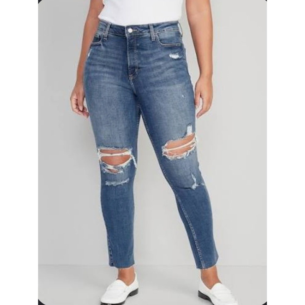 Old Navy Rockstar Super Skinny High Rise Stretch Jeans 26 Plus Distressed Ripped